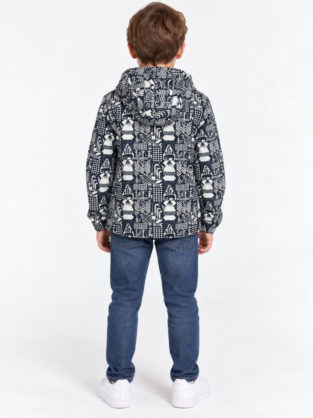 Patagonia Boys’ Black & White Print Hooded Jacket - Picture 2 of 5